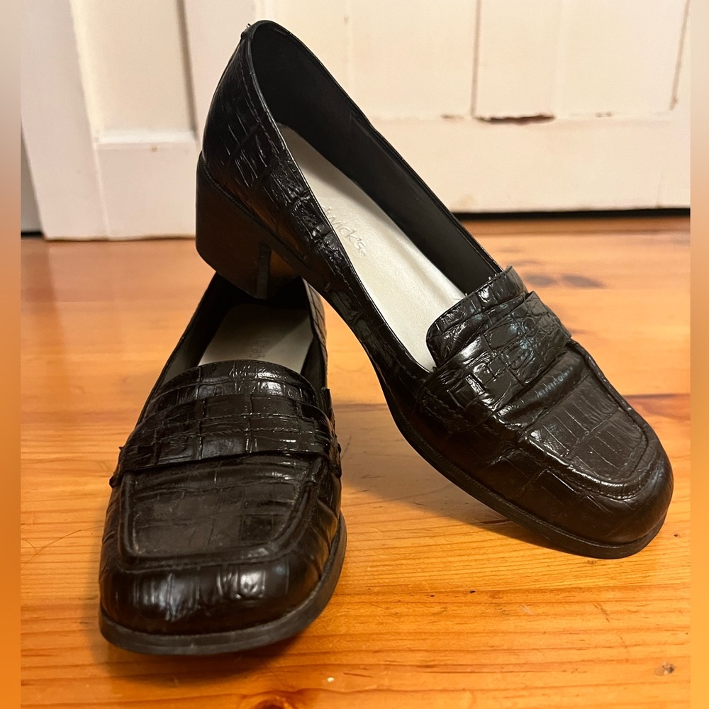 Chadwick’s square toe croc-embossed leather loafers